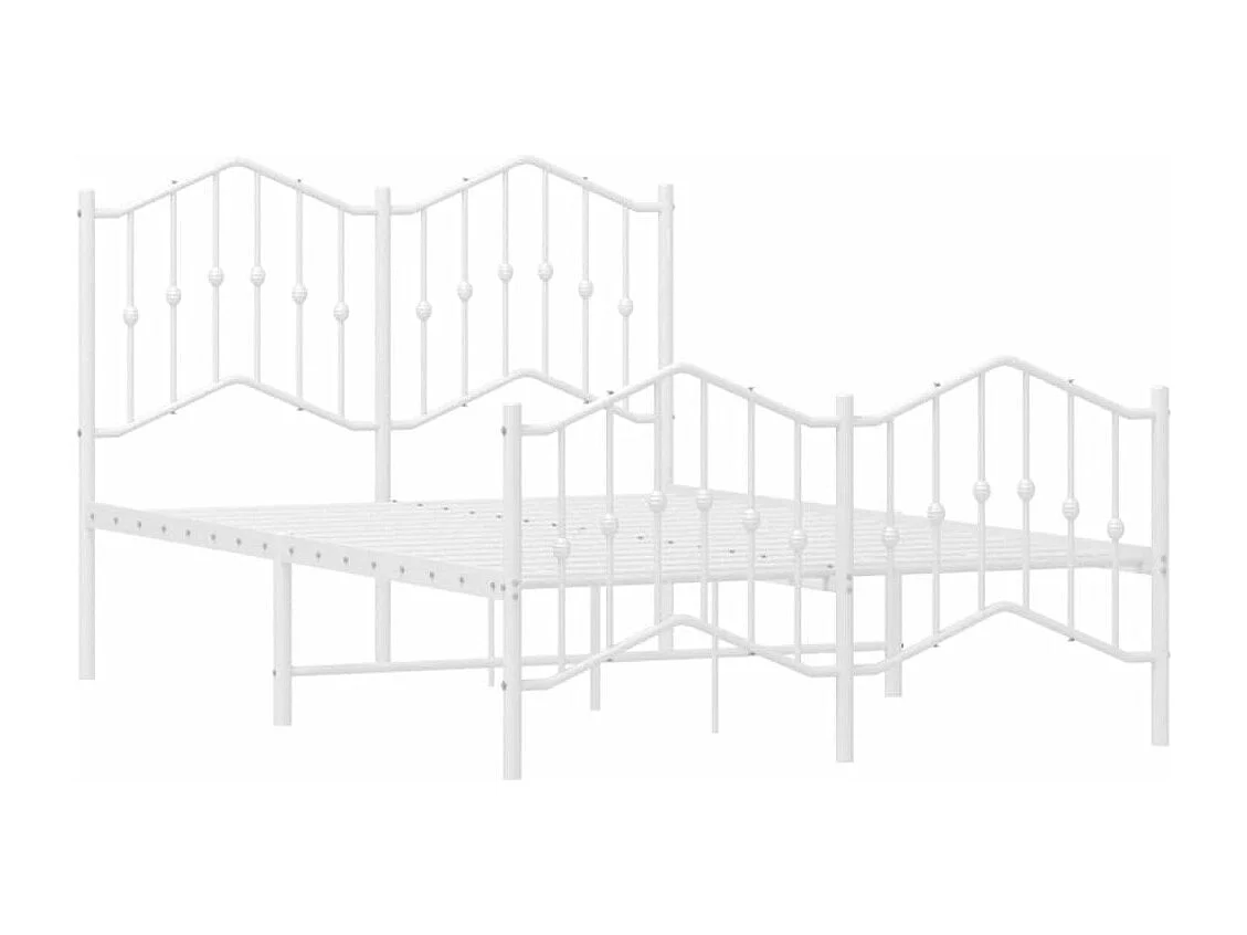 Cadre de lit métal avec tête de lit-pied de lit blanc 120x200