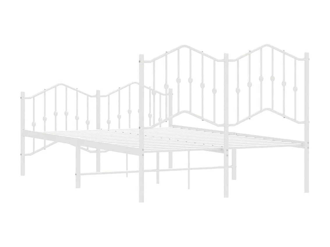 Cadre de lit métal avec tête de lit-pied de lit blanc 120x200