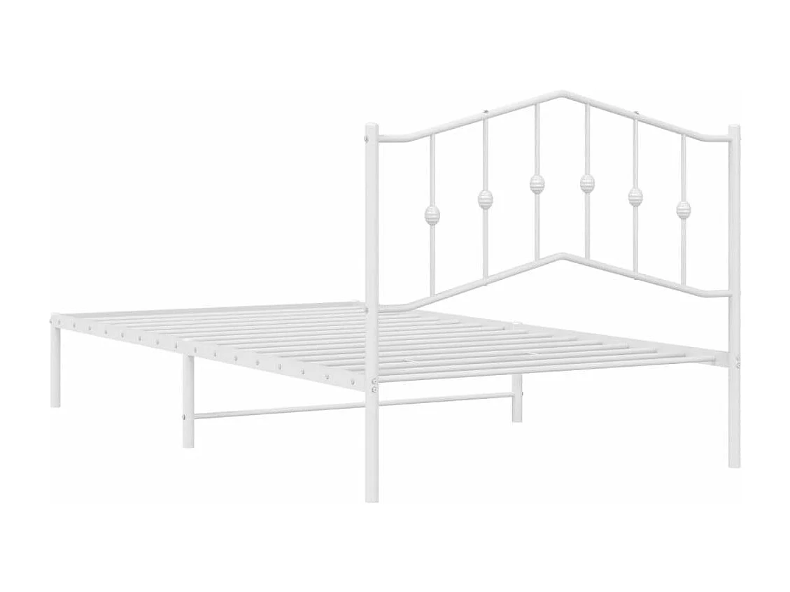 Cadre de lit métal avec tête de lit blanc 100x200