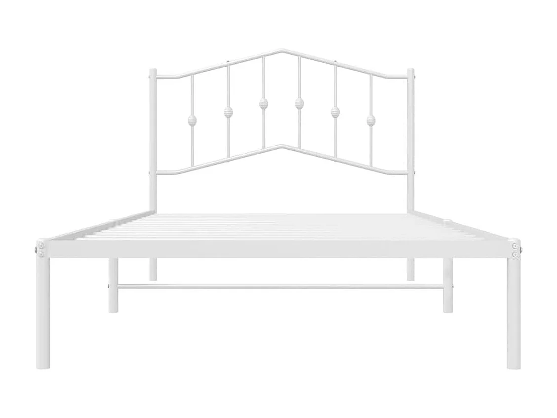 Cadre de lit métal avec tête de lit blanc 100x200