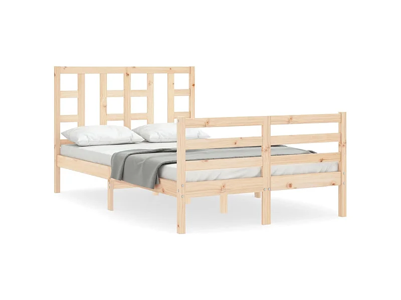 Cadre de lit avec tête de lit petit double bois massif