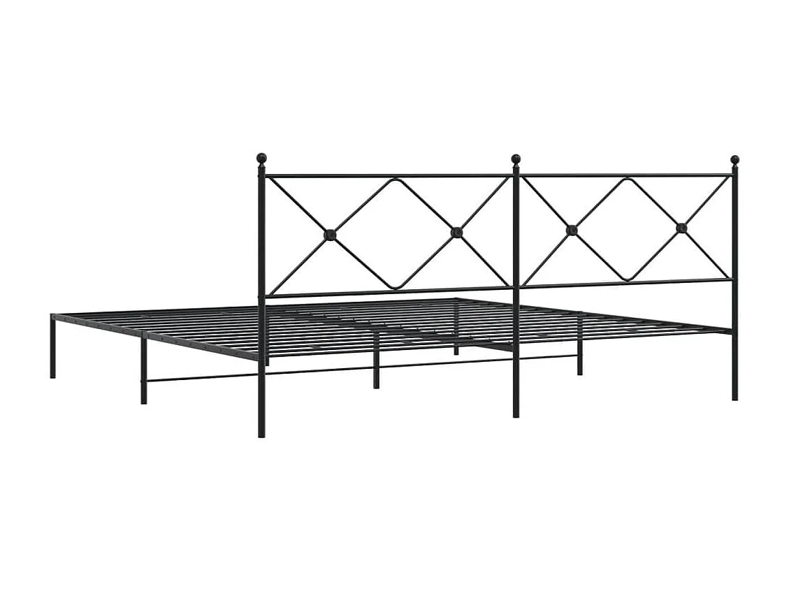Cadre de lit métal avec tête de lit noir 200x200