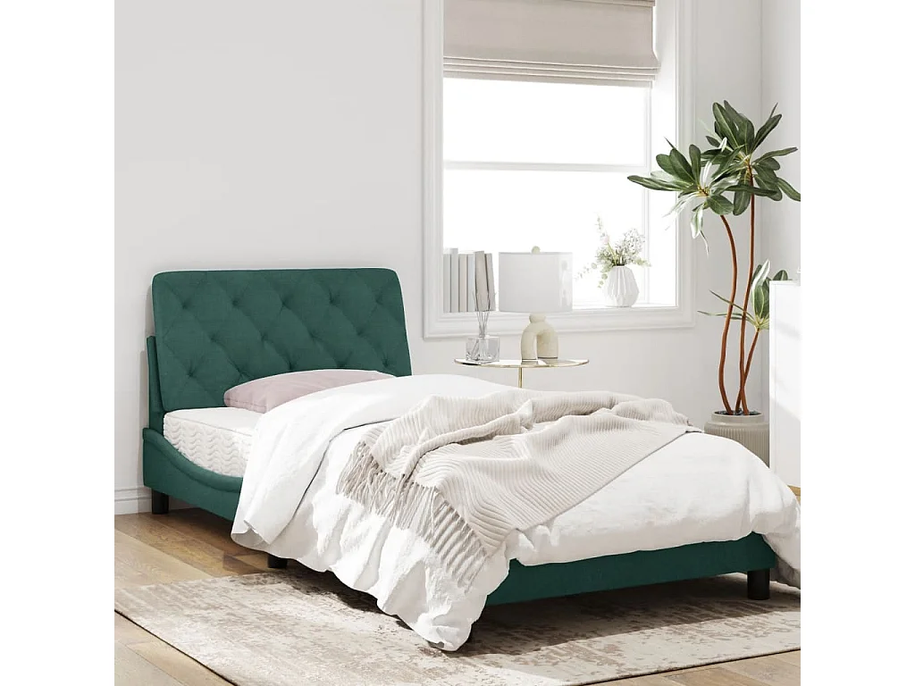 Cadre de lit avec lumières LED vert foncé 100x200 velours