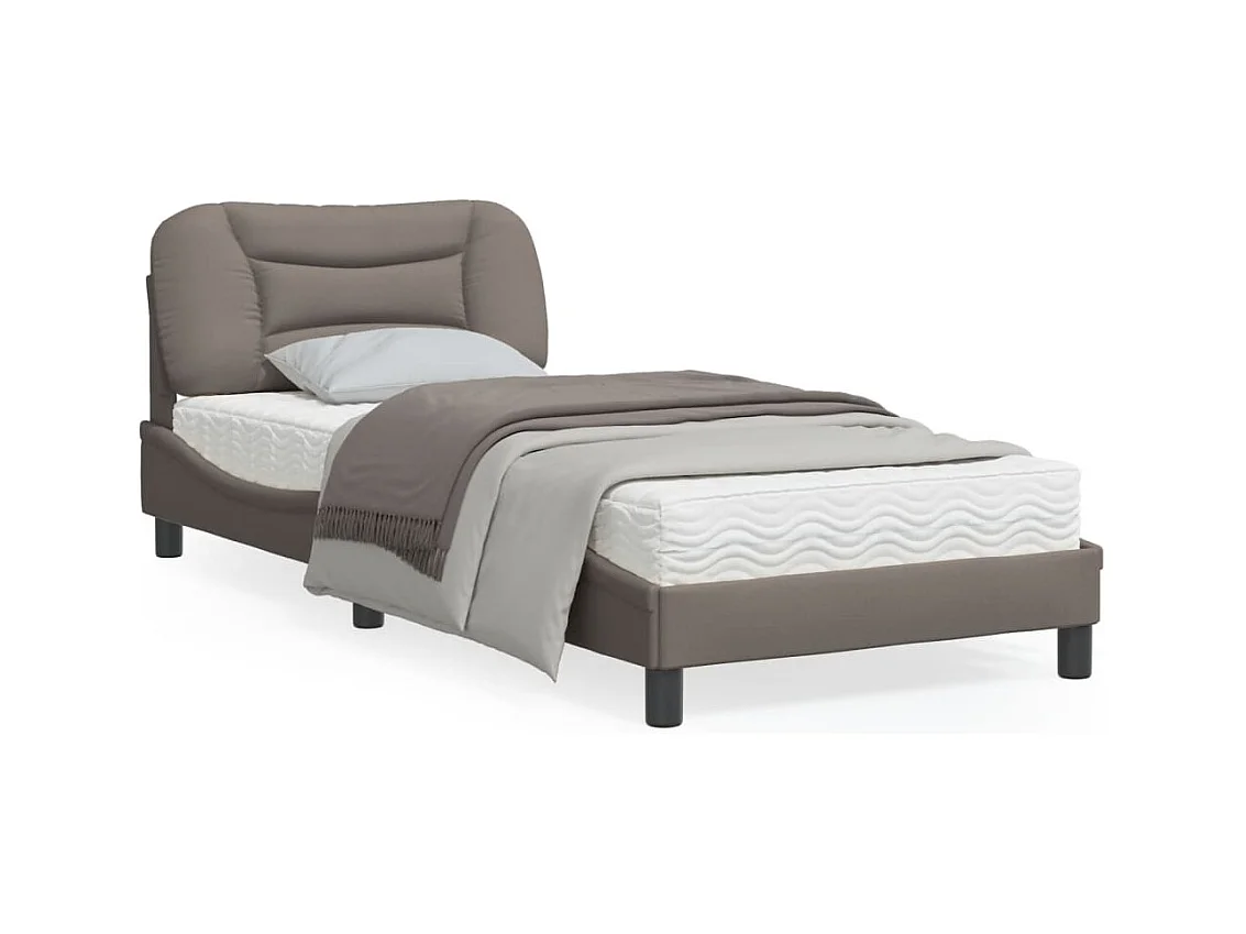 Cadre de lit avec lumières LED taupe 90x190 tissu