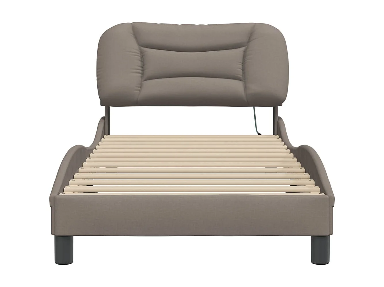 Cadre de lit avec lumières LED taupe 90x190 tissu