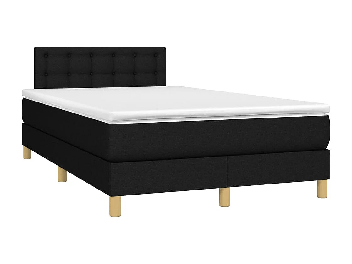 Sommier à lattes de lit avec matelas noir 120x190 tissu