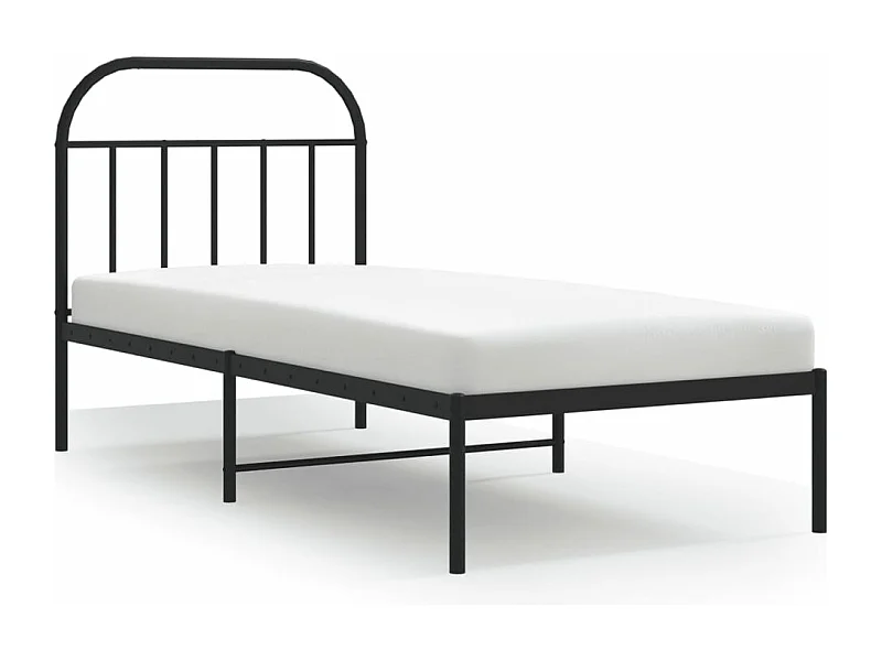 Cadre de lit métal avec tête de lit noir 80x200