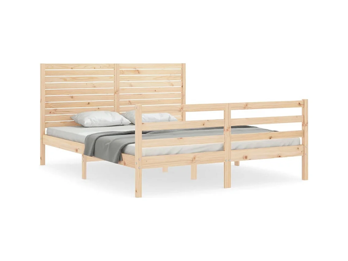 Cadre de lit avec tête de lit 160x200 bois massif