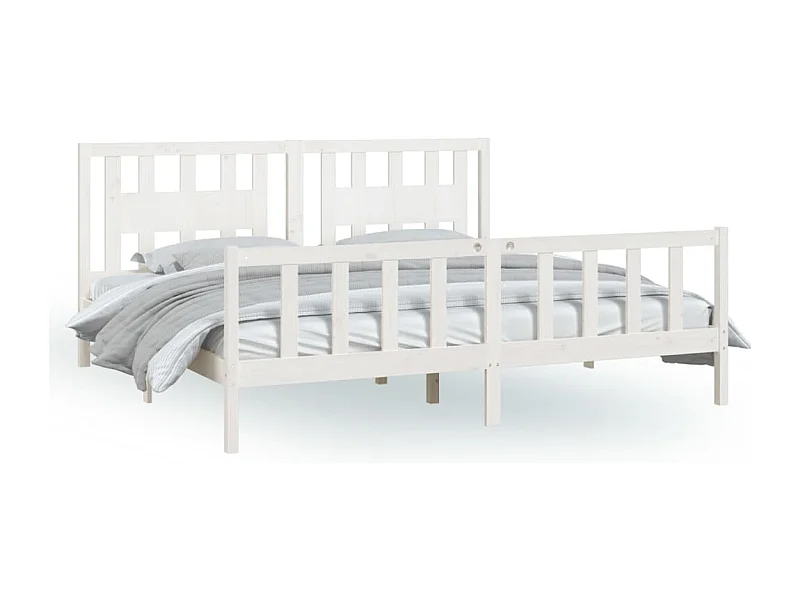 Cadre de lit et tête de lit blanc bois de pin massif 200x200