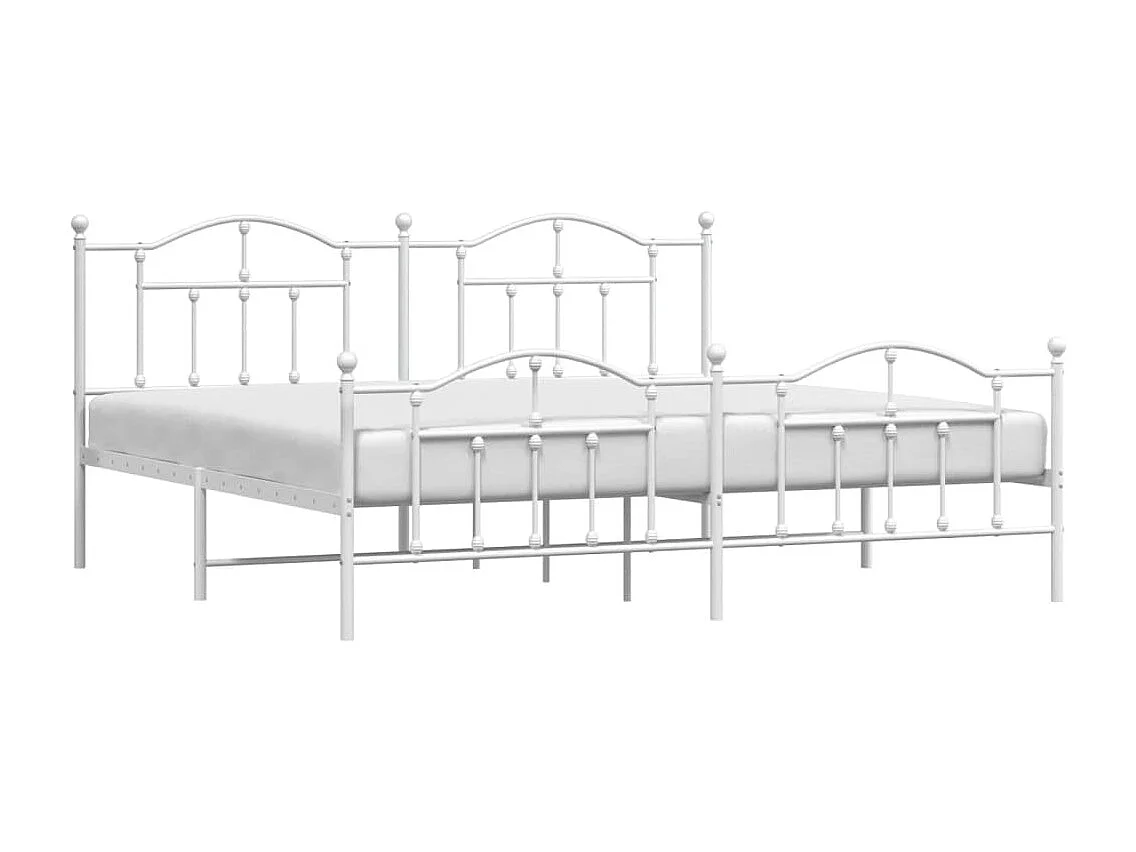 Cadre de lit métal avec tête de lit-pied de lit blanc 200x200