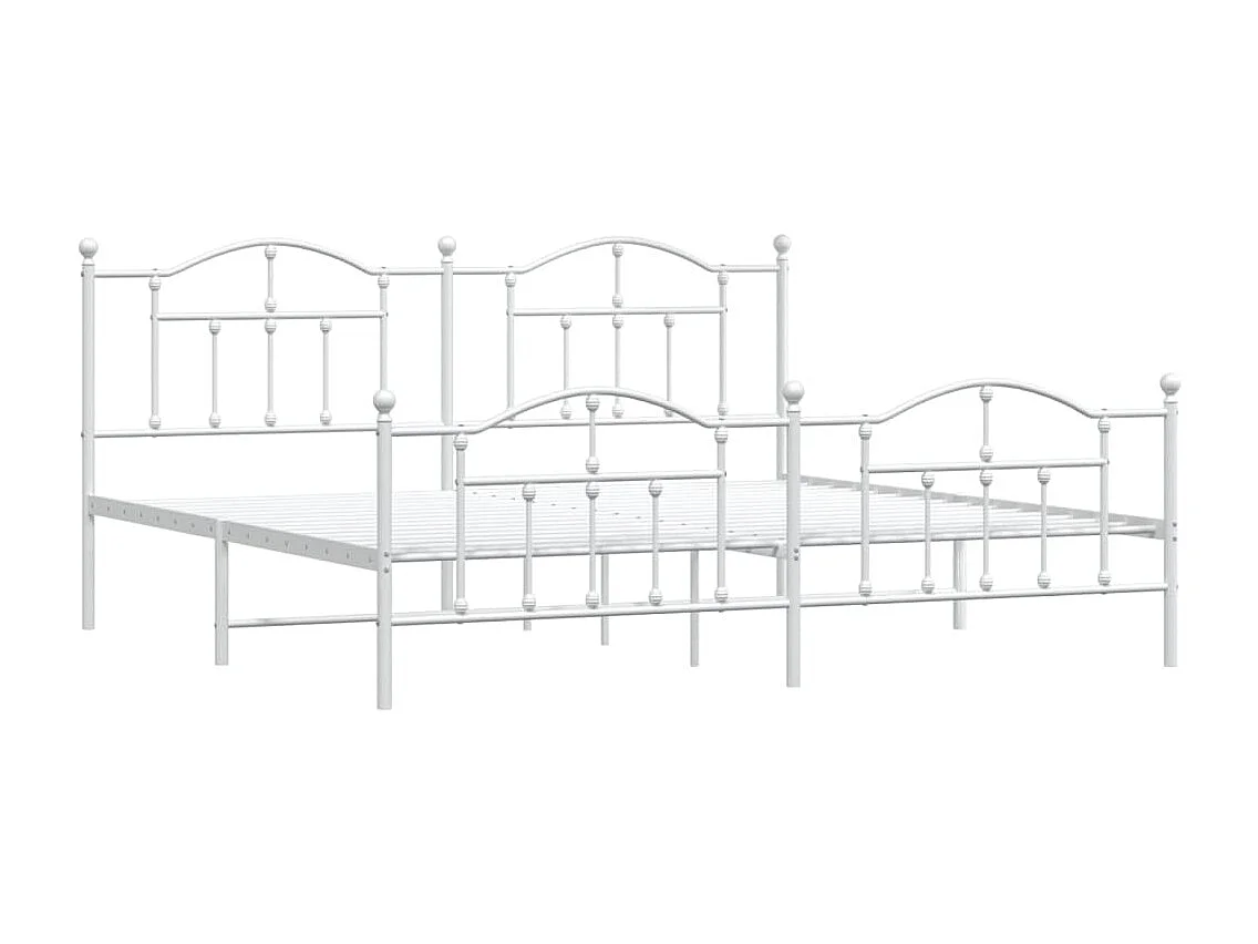 Cadre de lit métal avec tête de lit-pied de lit blanc 200x200