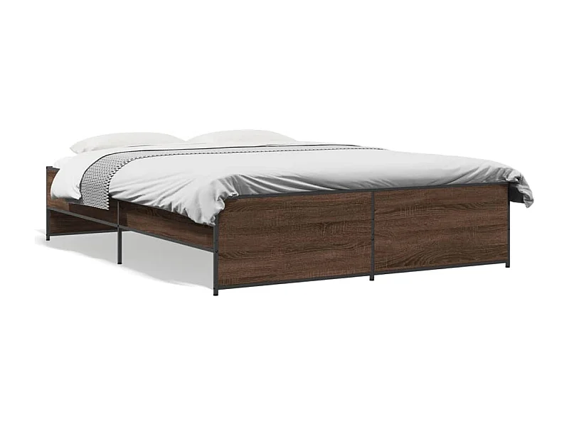 Cadre de lit chêne marron 150x200 bois d'ingénierie et métal