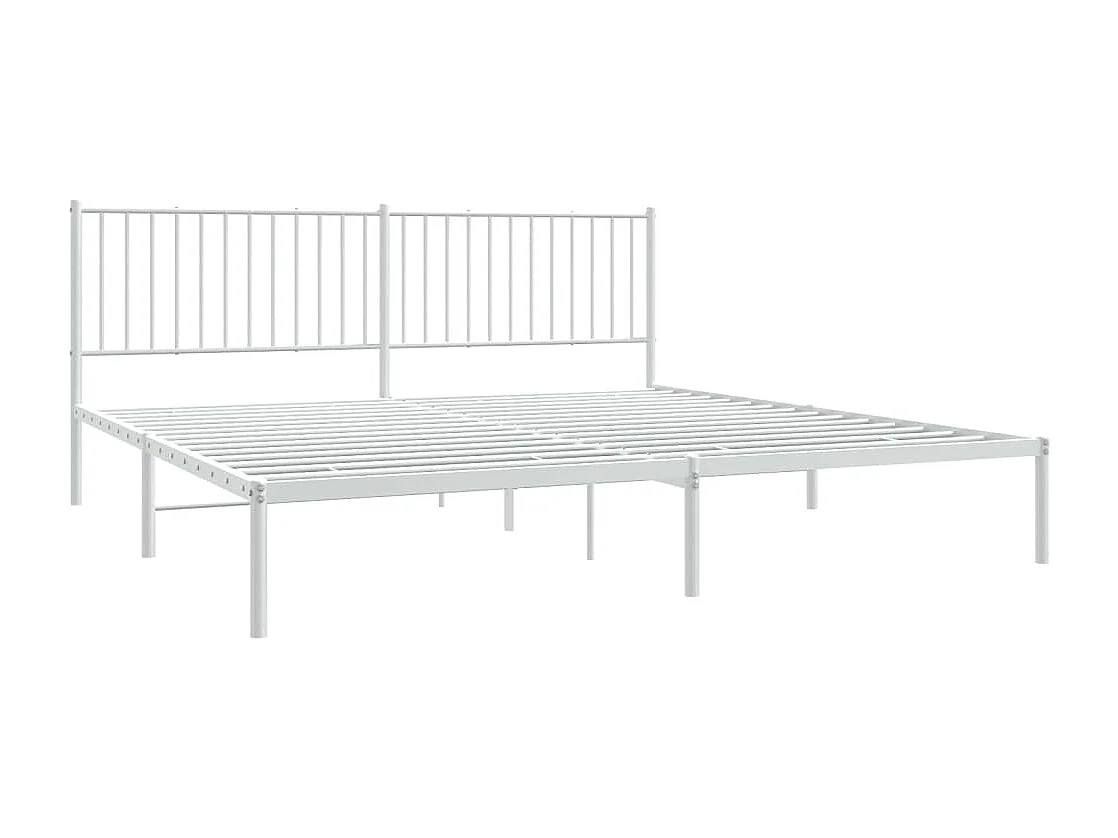 Cadre de lit métal avec tête de lit blanc 193x203
