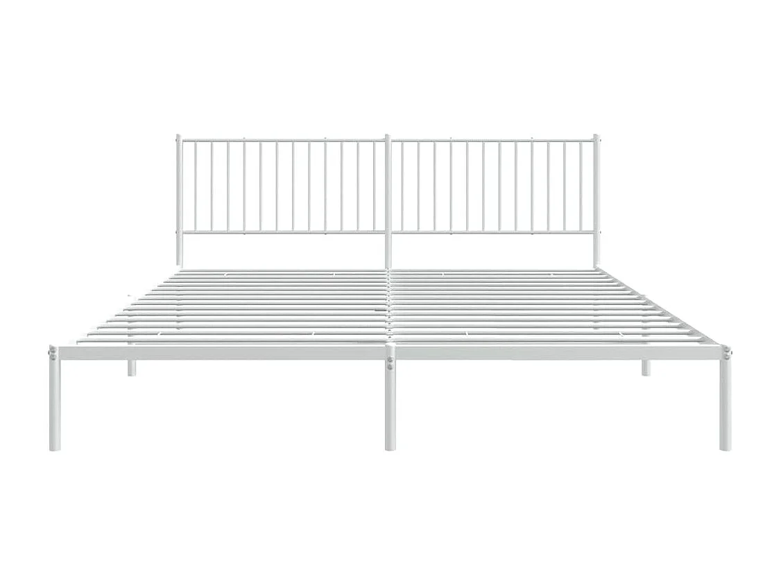 Cadre de lit métal avec tête de lit blanc 193x203