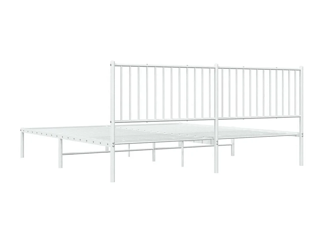 Cadre de lit métal avec tête de lit blanc 193x203