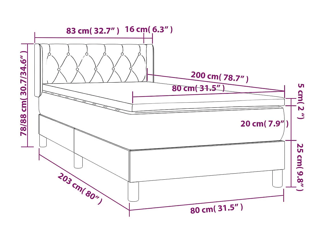 Sommier à lattes de lit avec matelas Taupe 80x200 Tissu