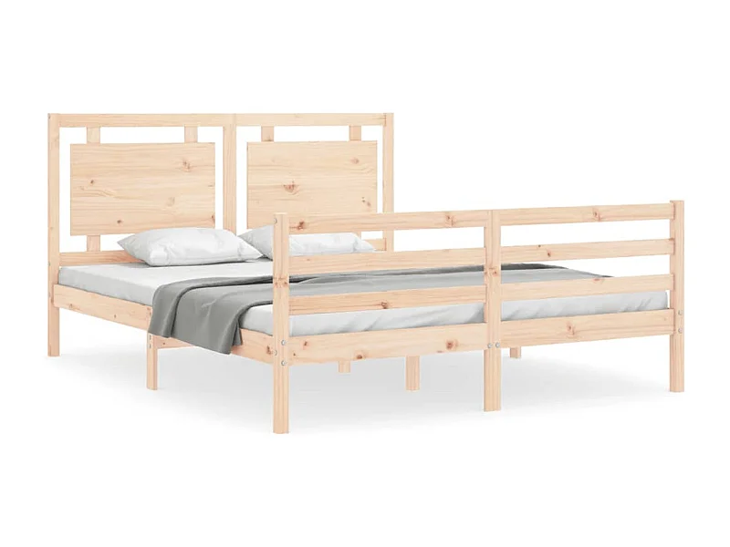Cadre de lit avec tête de lit 160x200 bois massif