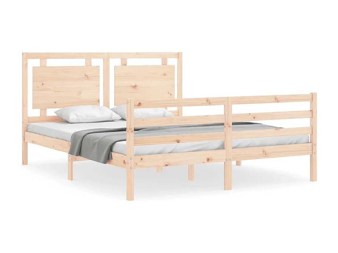 Cadre de lit avec tête de lit 160x200 bois massif