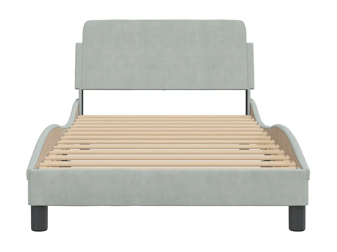 Cadre de lit avec tête de lit Gris clair 100x200 Velours