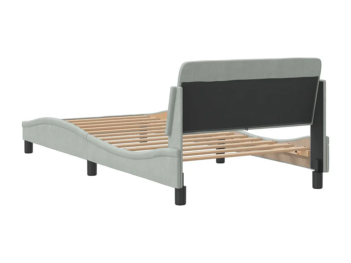 Cadre de lit avec tête de lit Gris clair 100x200 Velours