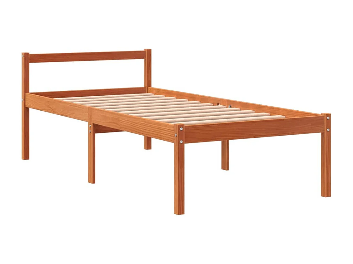 Lit pour personne âgée marron 75x190 bois de pin massif