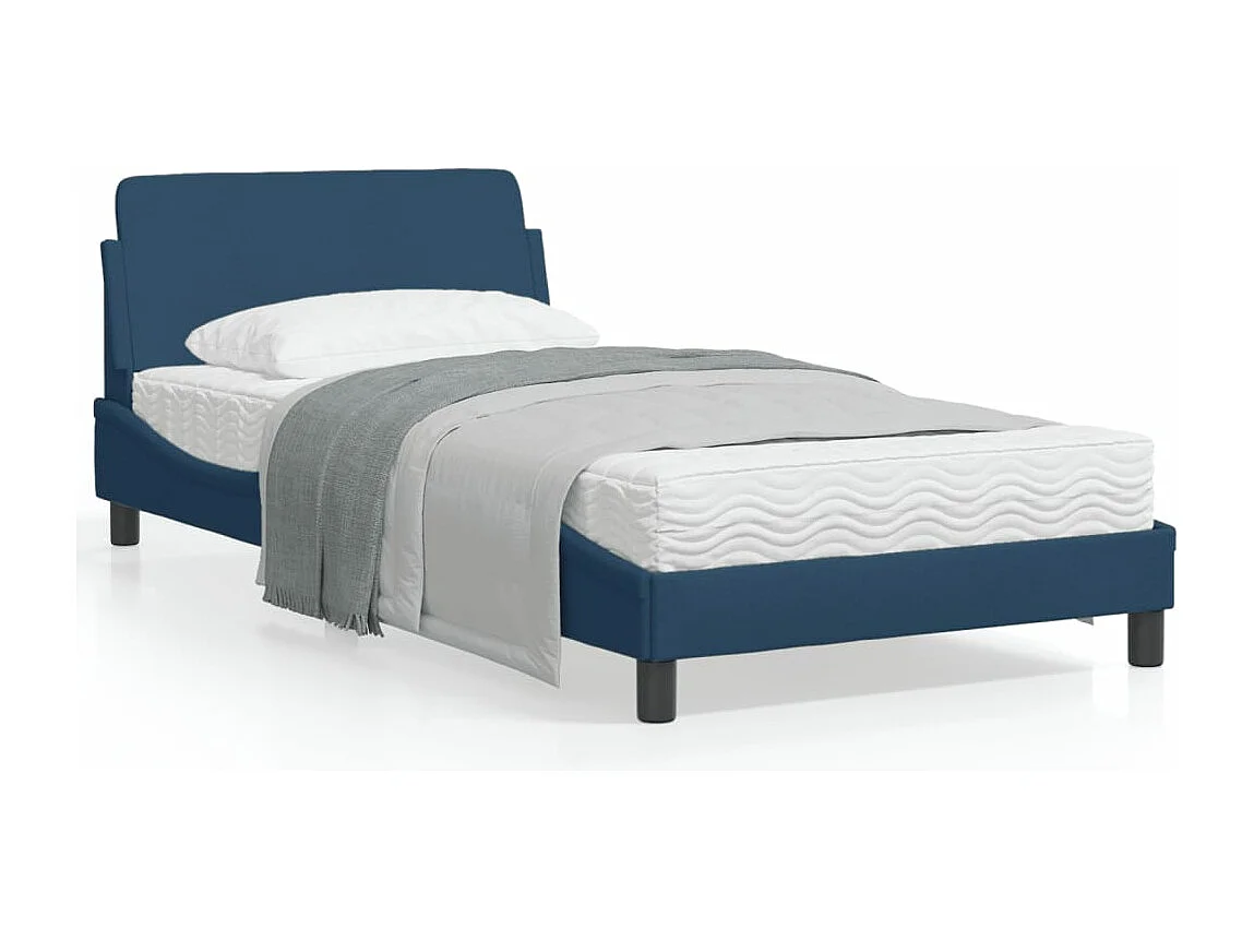 Cadre de lit avec tête de lit Bleu 100x200 Tissu