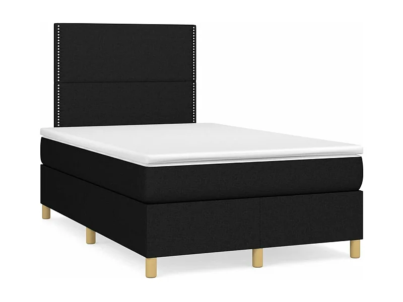 Sommier à lattes de lit avec matelas noir 120x190 tissu