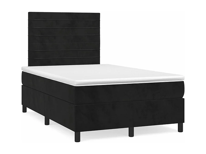 Sommier à lattes de lit avec matelas noir 120x190 velours