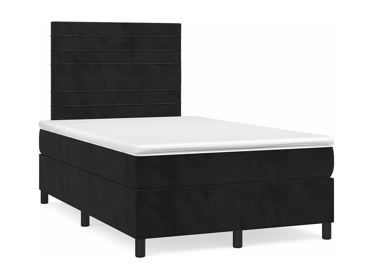 Sommier à lattes de lit avec matelas noir 120x190 velours