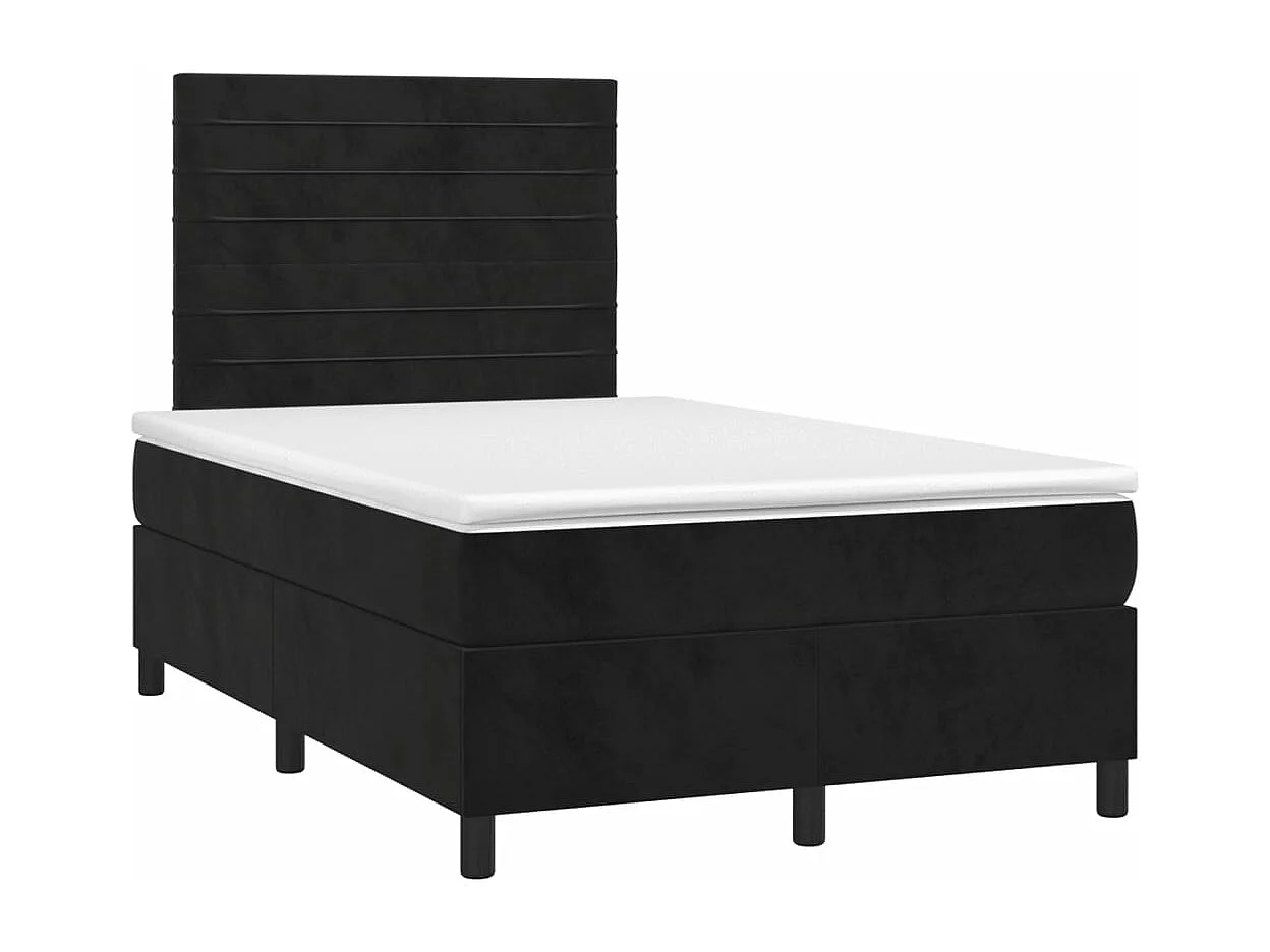 Sommier à lattes de lit avec matelas noir 120x190 velours