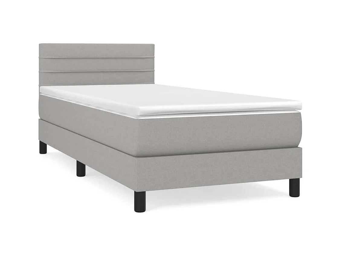 Sommier à lattes de lit et matelas Gris clair 90x190 Tissu
