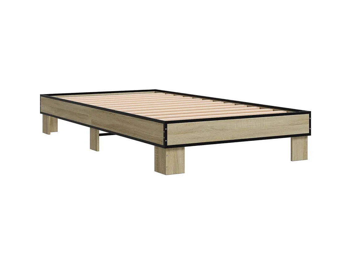 Cadre de lit chêne sonoma 75x190 bois d'ingénierie et métal