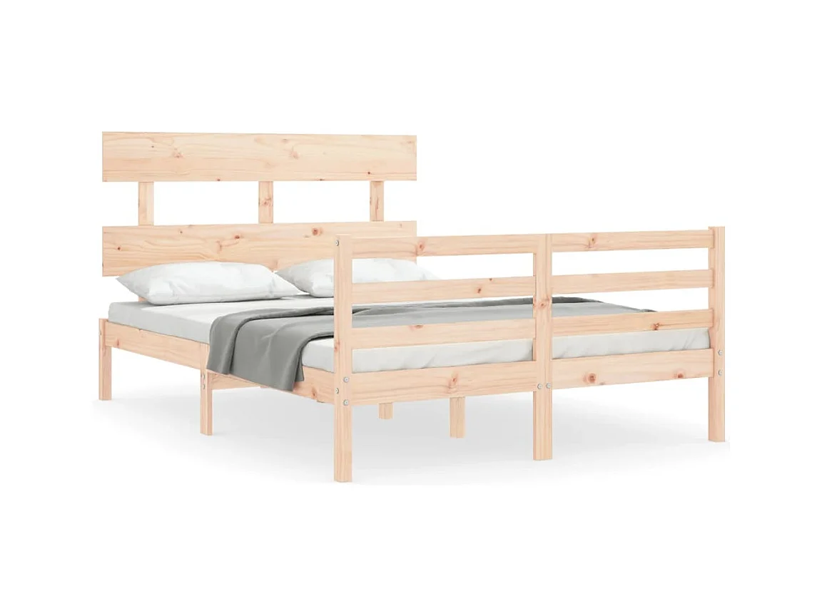 Cadre de lit avec tête de lit 140x190 bois massif