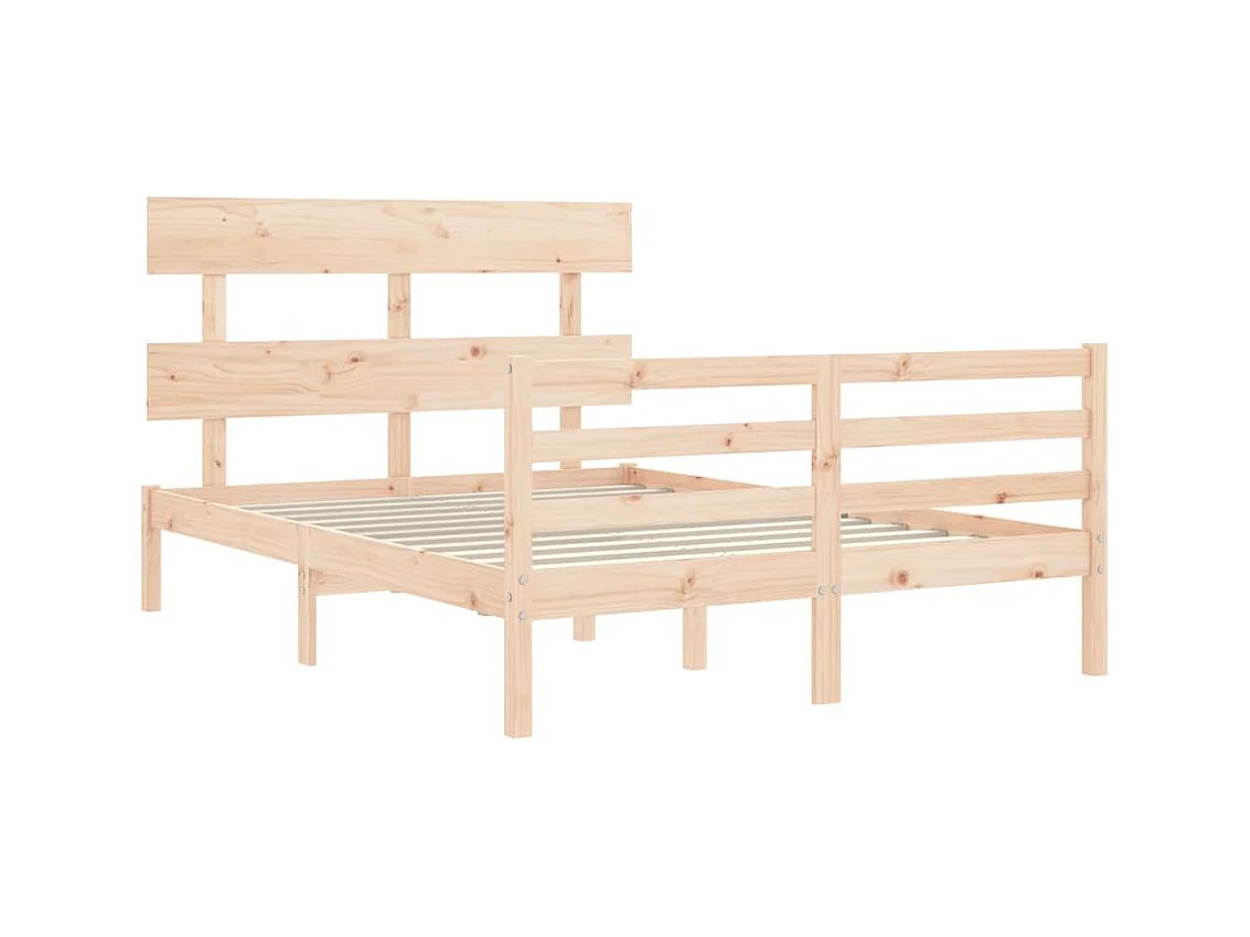 Bedframe met hoofdbord massief hout 140x190 cm