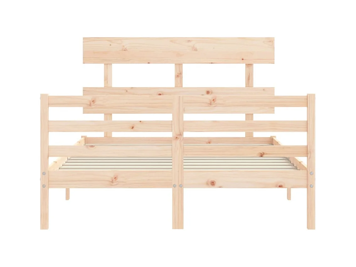 Bedframe met hoofdbord massief hout 140x190 cm