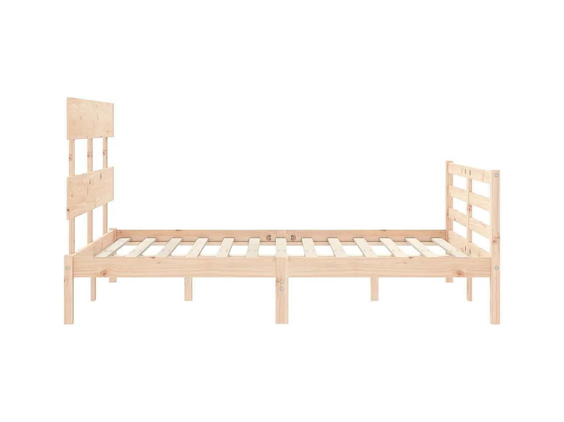 Bedframe met hoofdbord massief hout 140x190 cm