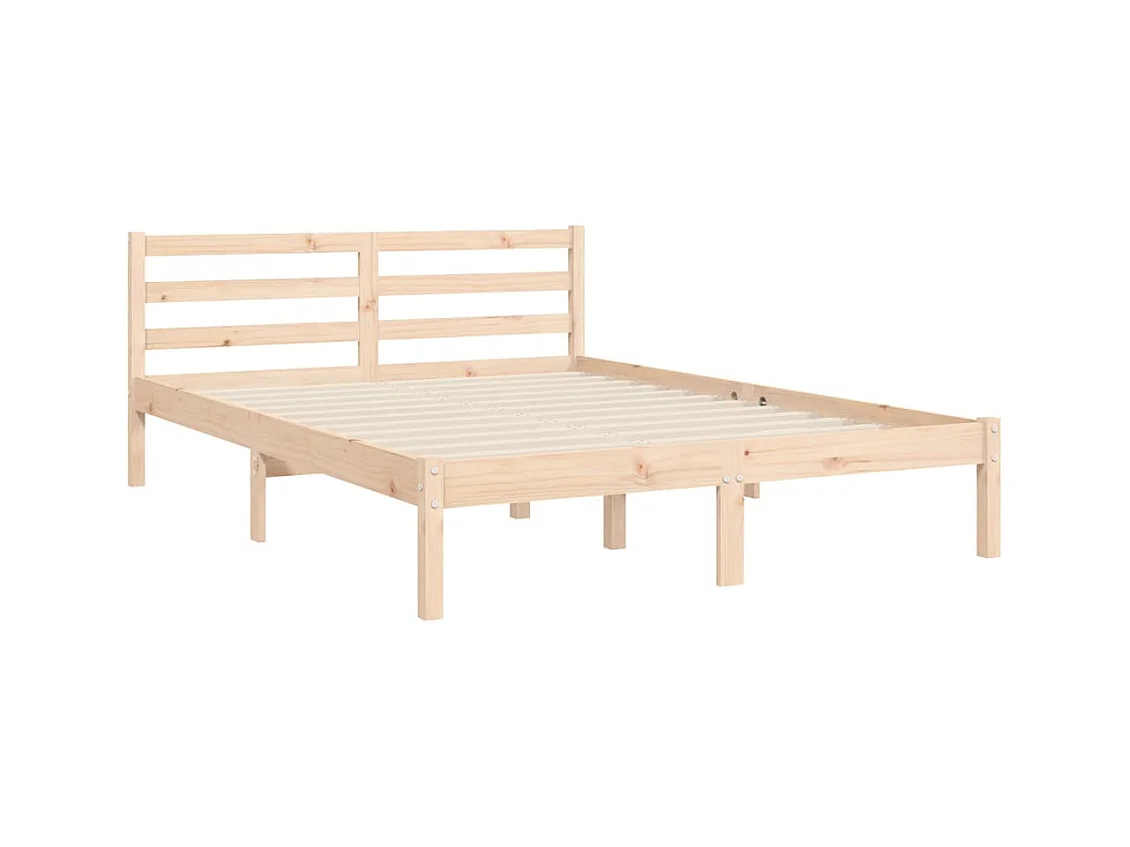 Bedframe met hoofdbord massief hout 140x190 cm