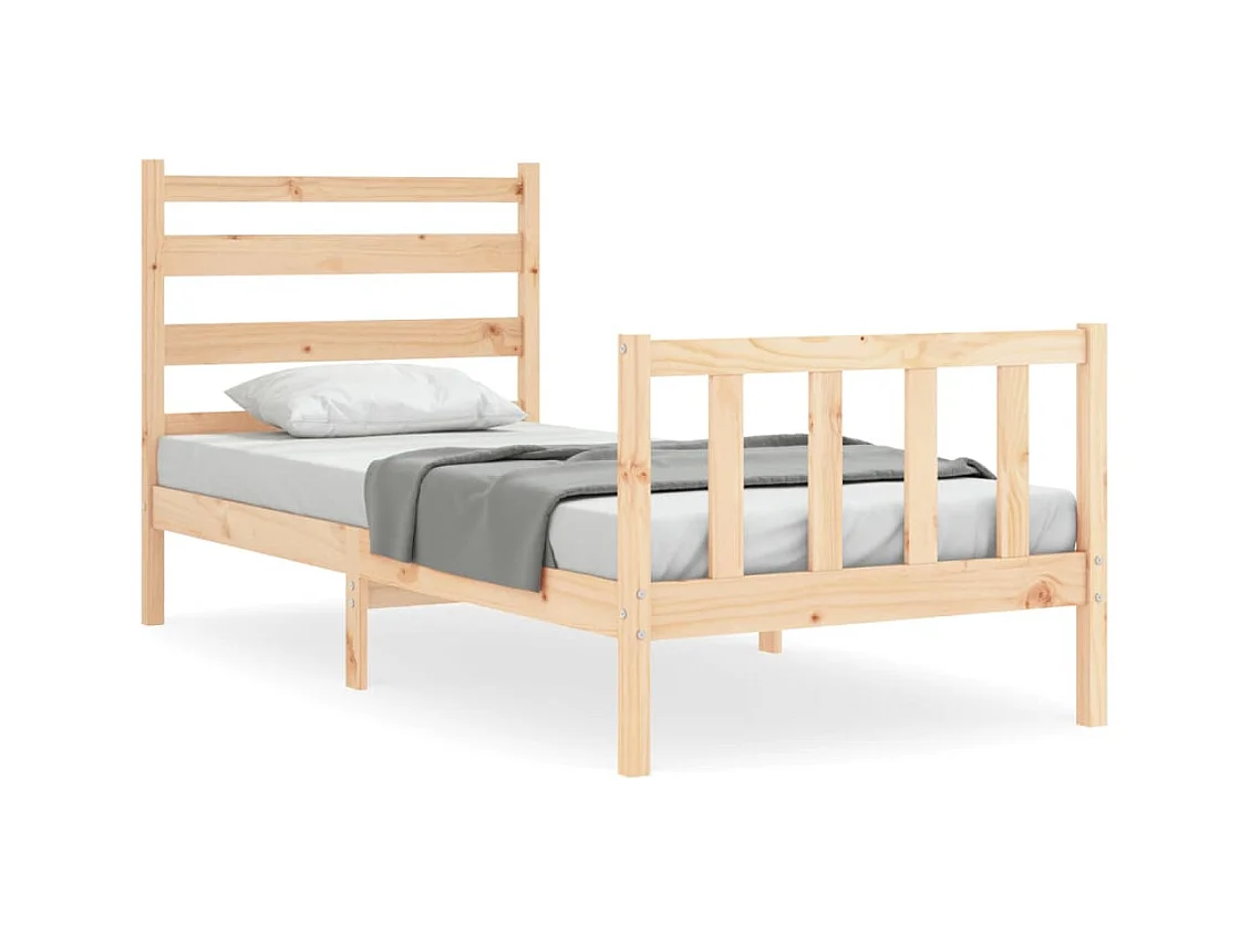 Cadre de lit avec tête de lit 90x200 bois massif