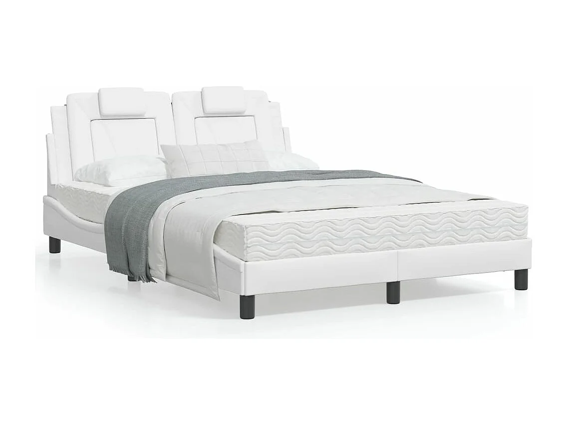 Lit avec matelas blanc 120x200 similicuir