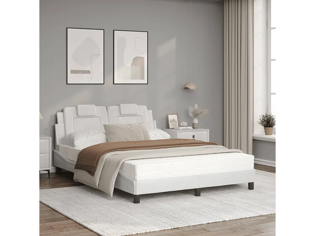 Lit avec matelas blanc 120x200 similicuir