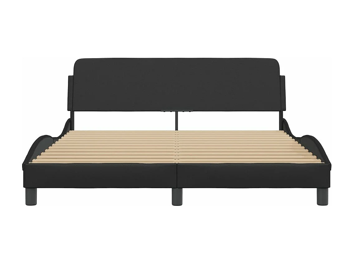 Cadre de lit avec tête de lit Noir 160x200 Similicuir
