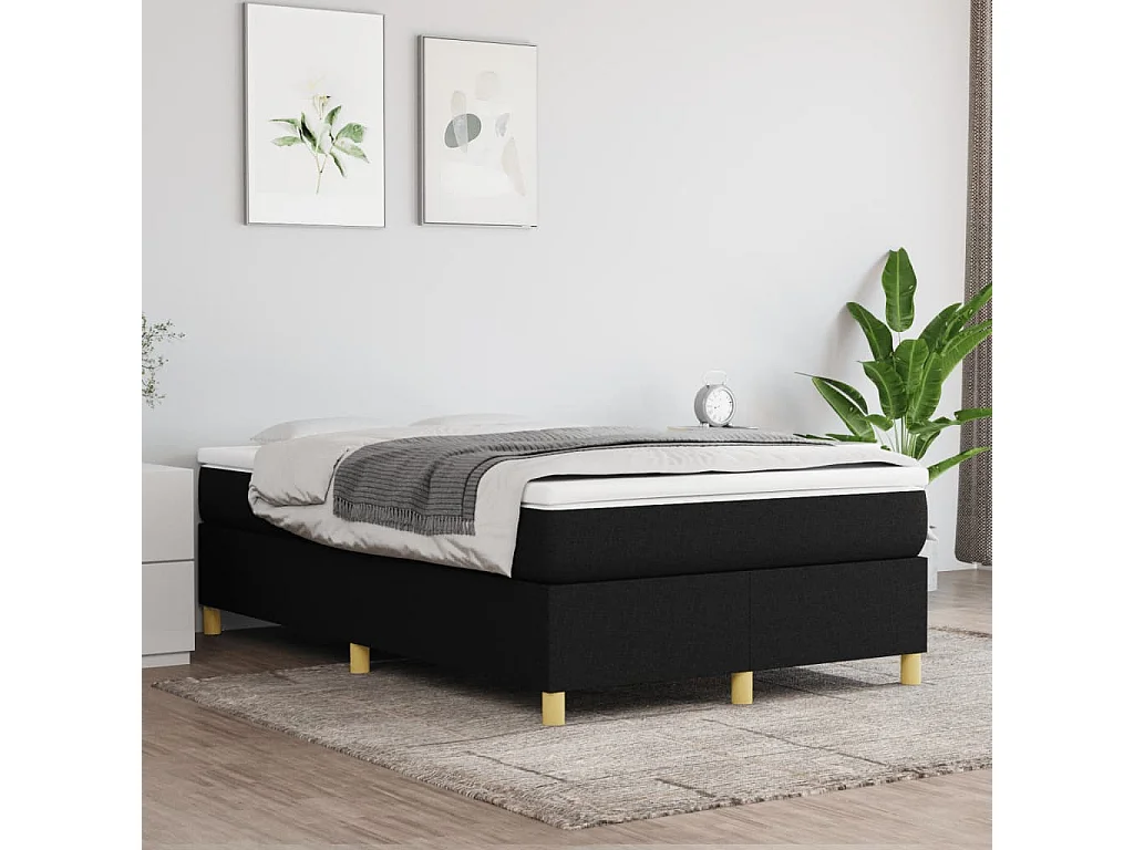 Sommier à lattes de lit avec matelas noir 120x190 tissu