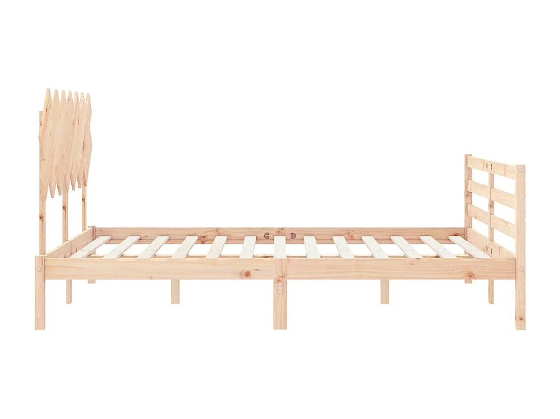Bedframe met hoofdbord massief hout 140x190 cm