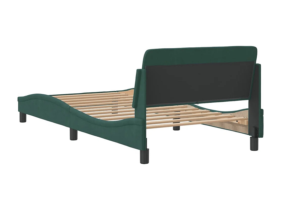 Cadre de lit avec tête de lit Vert foncé 100x200 Velours