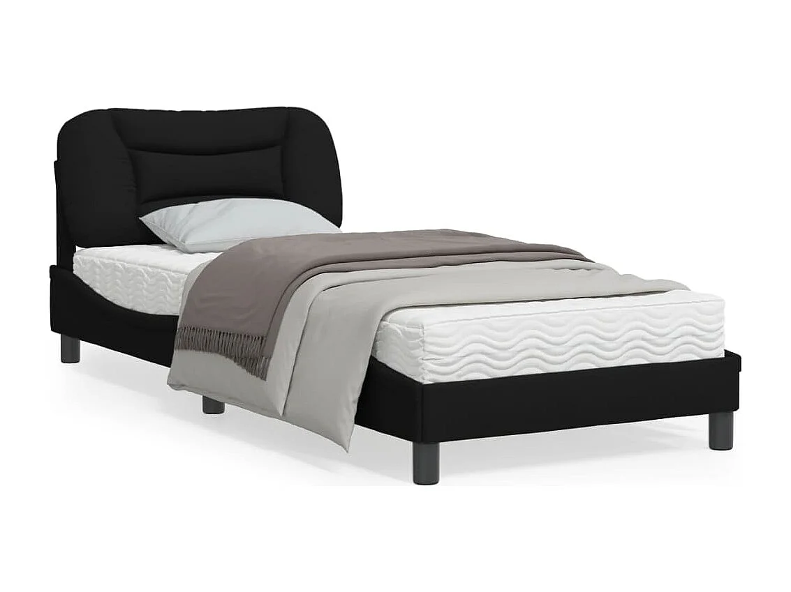 Cadre de lit avec tête de lit Noir 80x200 Tissu