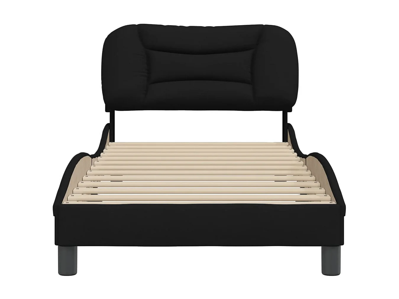 Cadre de lit avec tête de lit Noir 80x200 Tissu