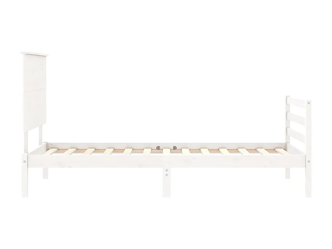 Cadre de lit avec tête de lit blanc 90x200 bois massif