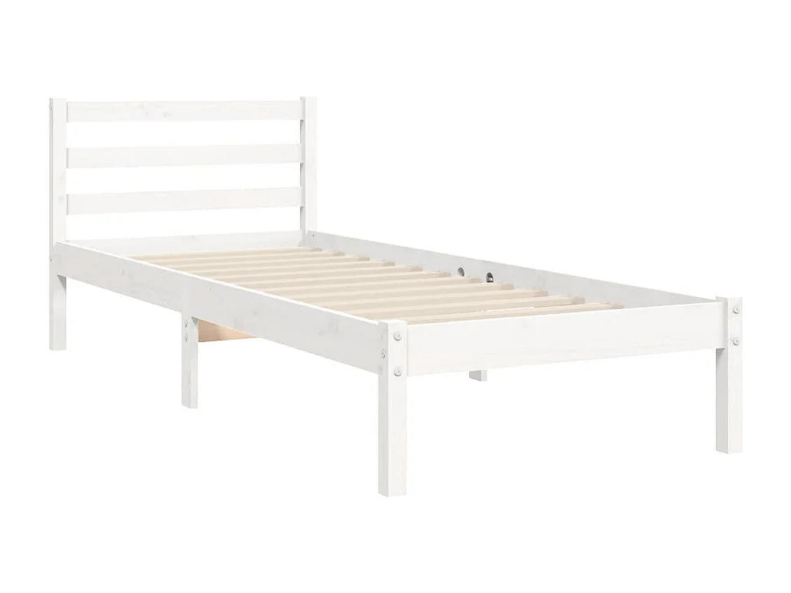 Cadre de lit avec tête de lit blanc 90x200 bois massif