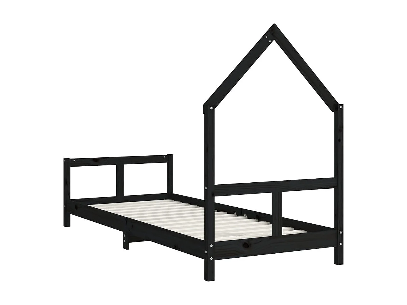 Cadre de lit pour enfants noir 80x200 bois de pin massif