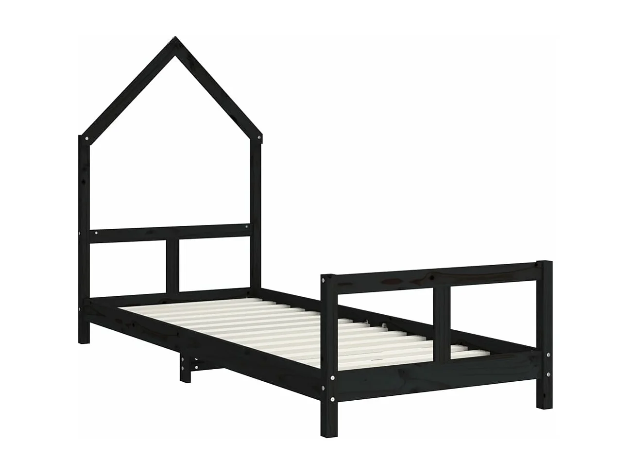 Cadre de lit pour enfants noir 80x200 bois de pin massif